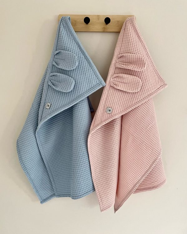 Okrycie Ręcznik Wafelkowy z kapturkiem - Jasny Jeans 70x70 - obrazek 2