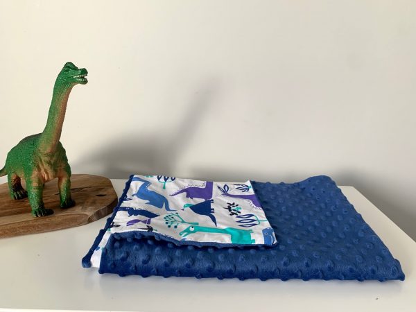 Kocyk Minky Light "Niebieskie Dinozaury" 75x100 Outlet - obrazek 4