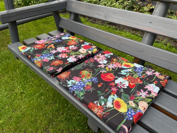 Siedzisko na krzesło - Kwiatowy Mix Czerń 45x45 - obrazek 2