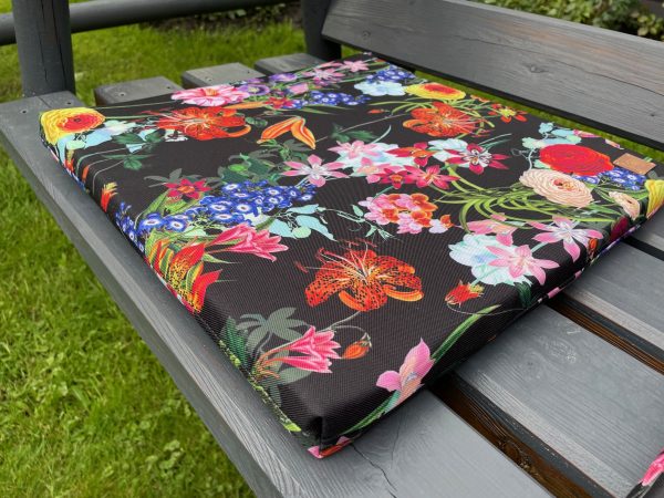 Siedzisko na krzesło - Kwiatowy Mix Czerń 45x45 - obrazek 5