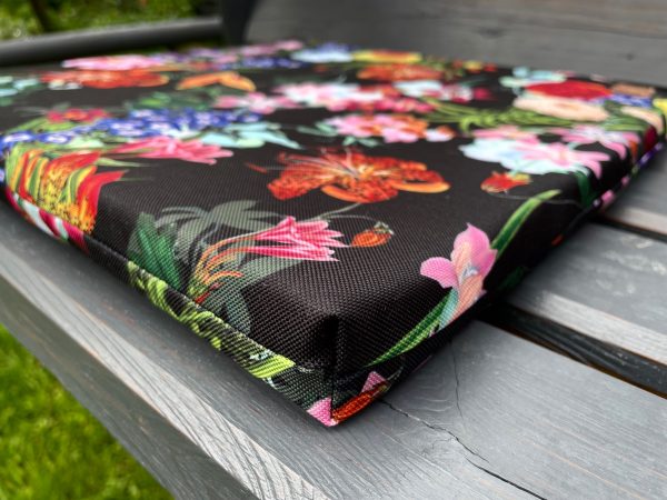 Siedzisko na krzesło - Kwiatowy Mix Czerń 45x45 - obrazek 3