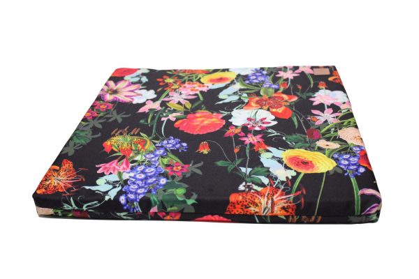 Siedzisko na krzesło - Kwiatowy Mix Czerń 45x45