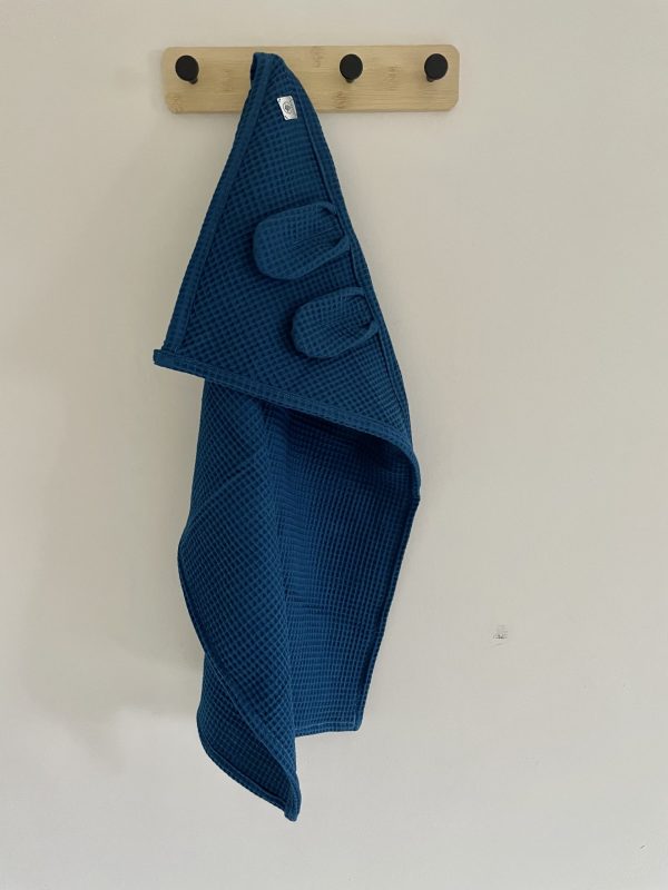 Okrycie Ręcznik Wafelkowy z kapturkiem - Navy Morski 70x70