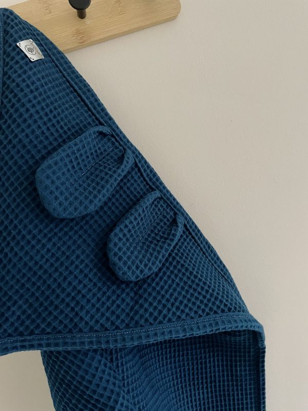Okrycie Ręcznik Wafelkowy z kapturkiem - Navy Morski 70x70 - obrazek 2