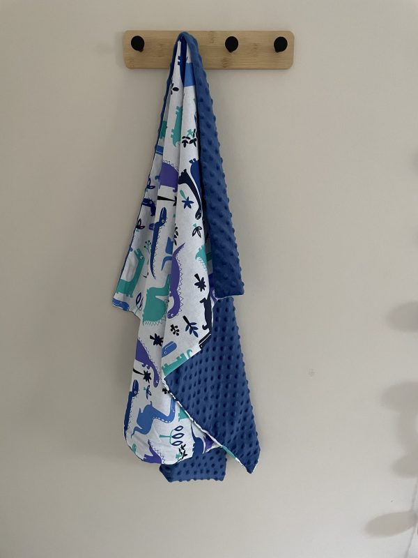 Kocyk Minky Light "Niebieskie Dinozaury" 75x100 Outlet
