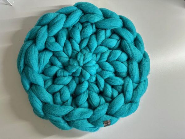 Kocyk Czesankowy Okrągły śr. 40cm - Jasny Turkus
