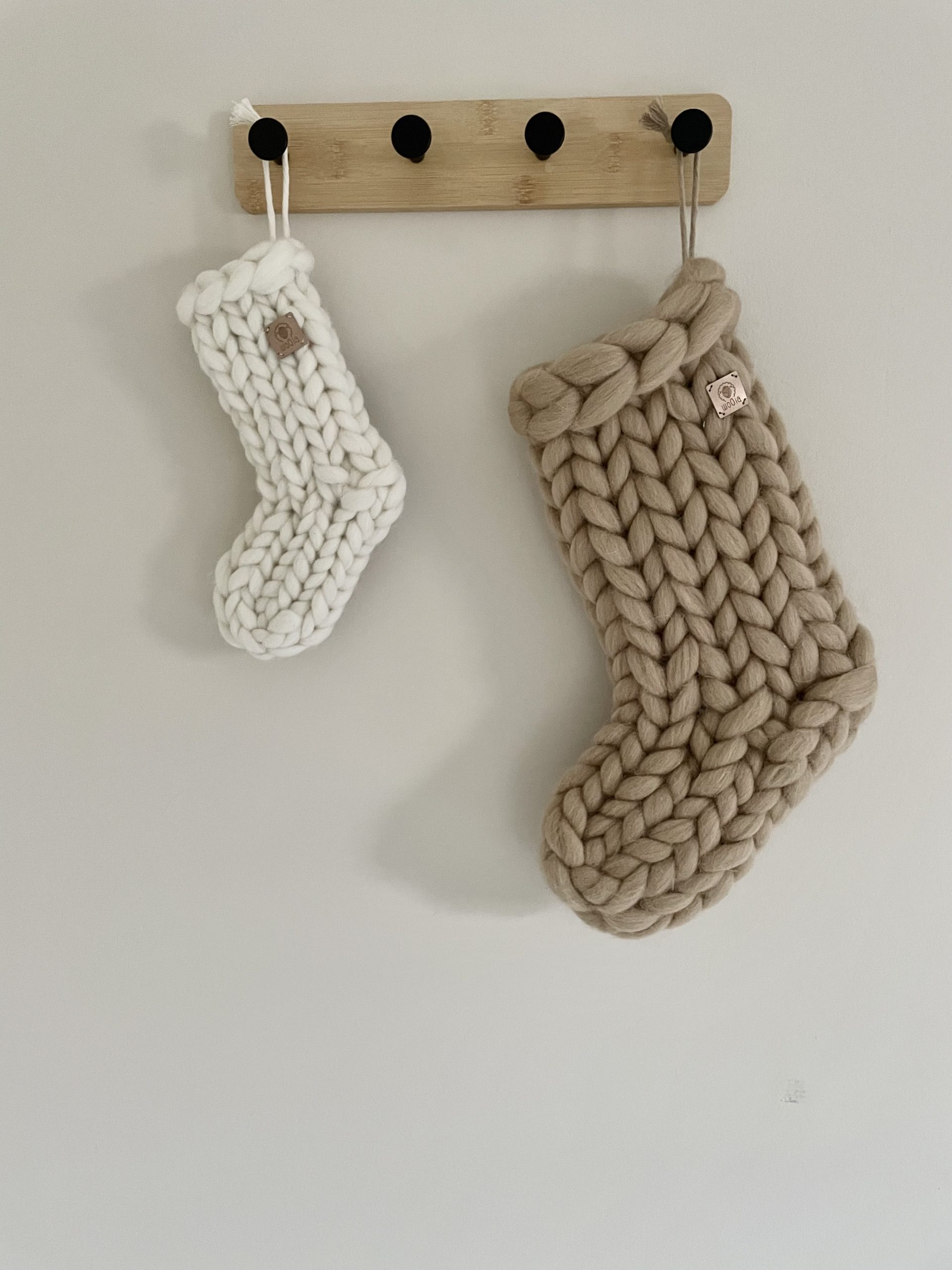 Wełniana Świąteczna Skarpeta Rozmiar M - Beż - obrazek 2