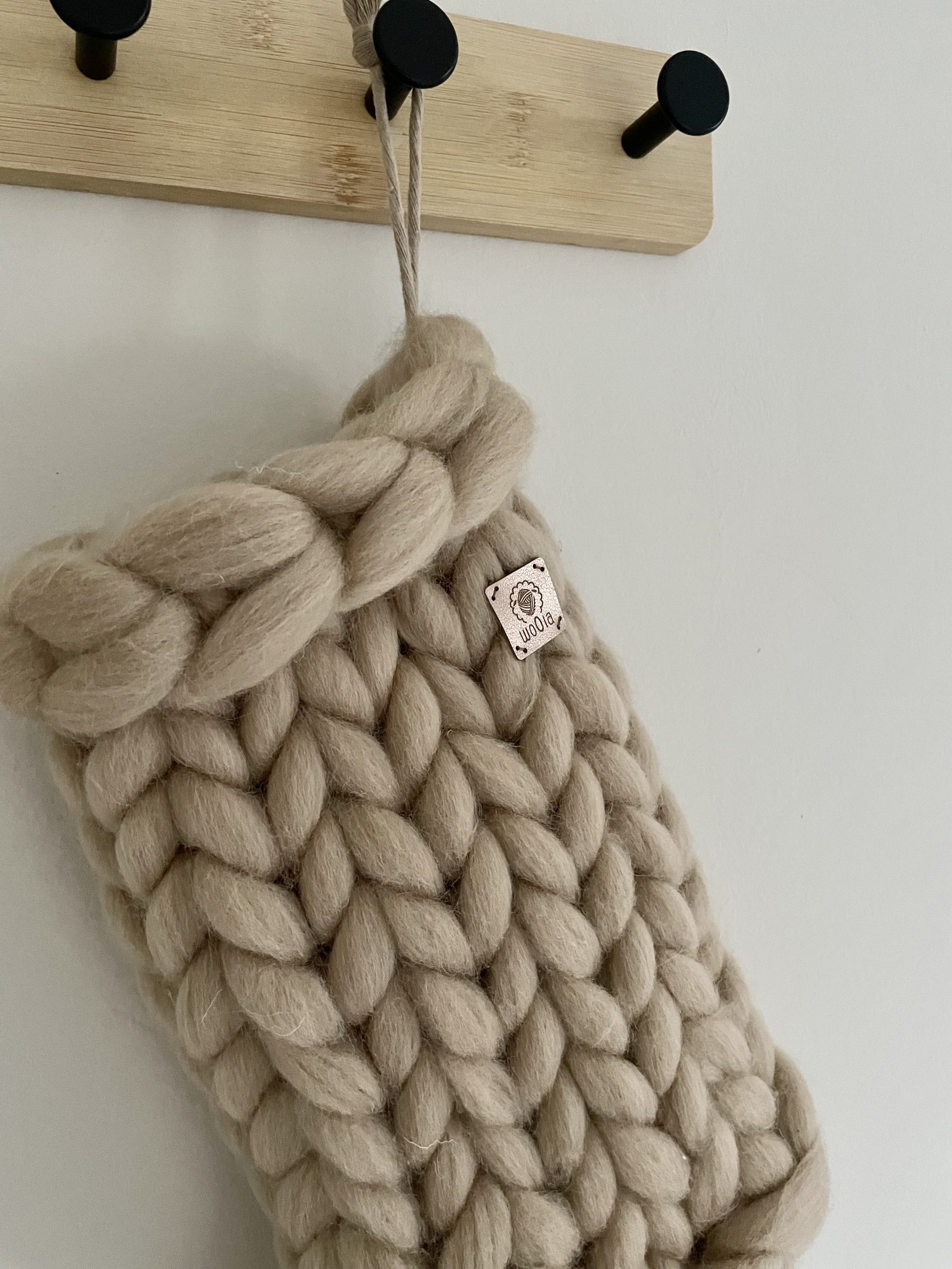 Wełniana Świąteczna Skarpeta Rozmiar M - Beż - obrazek 3